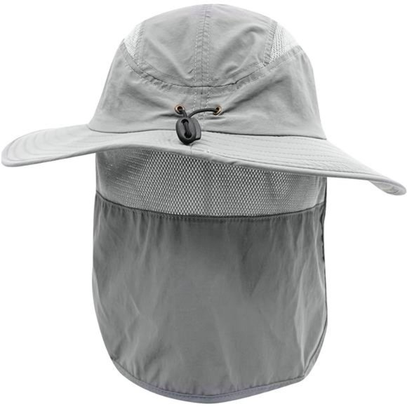 Mens UPF 50+ Sun Protection Cap Wide Brim Fishing Hat with Neck Flap - Picture 2 of 3